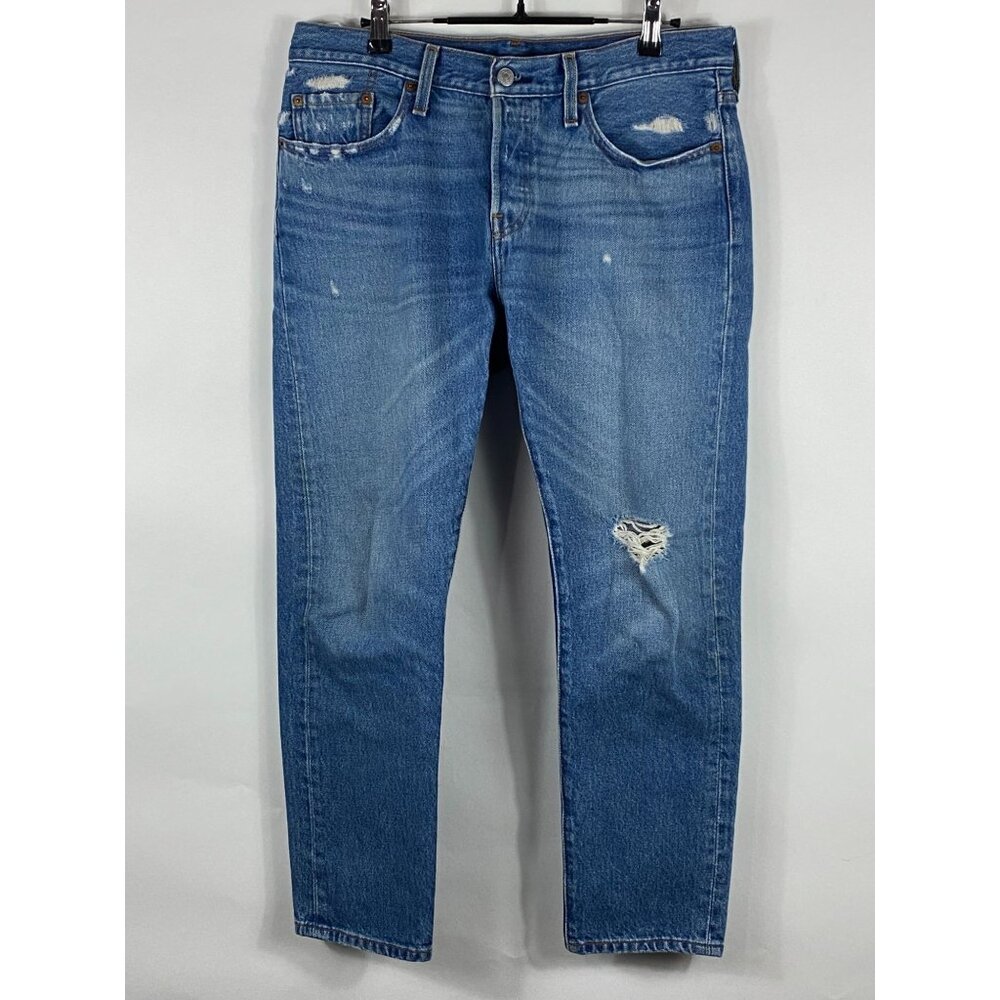 Levi's 501 Original Fit Button-Fly Straight Leg Denim Jeans Blue 30x27 F113